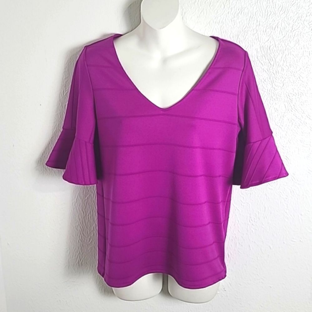 Banana Republic Magenta Short Sleeve Top with Bell Sleeves, Size Small
